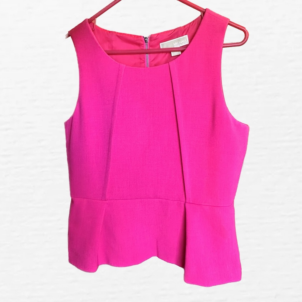 Michael Kors Bright Pink Peplum Sleeveless Top Size 8